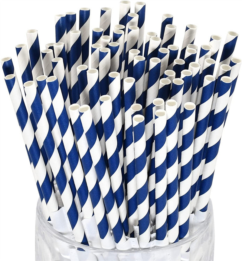 250 Pailles papier torsadées bleues et blanches