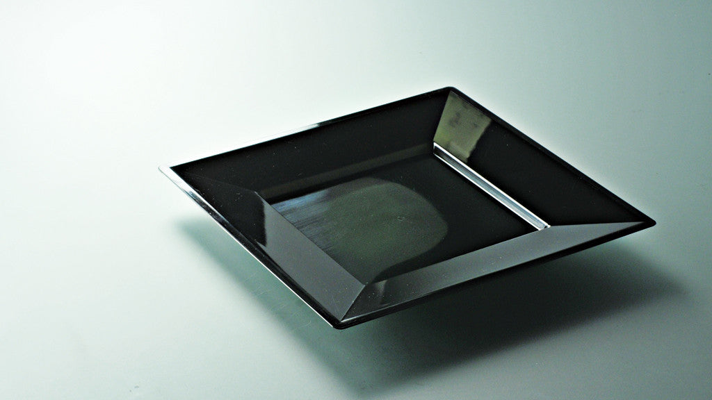 Assiette réutilisable carrée 24 cm coloris noir par 12