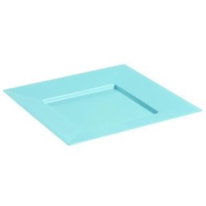 Assiette plate carrée turquoise réutilisable 24 cm par 12