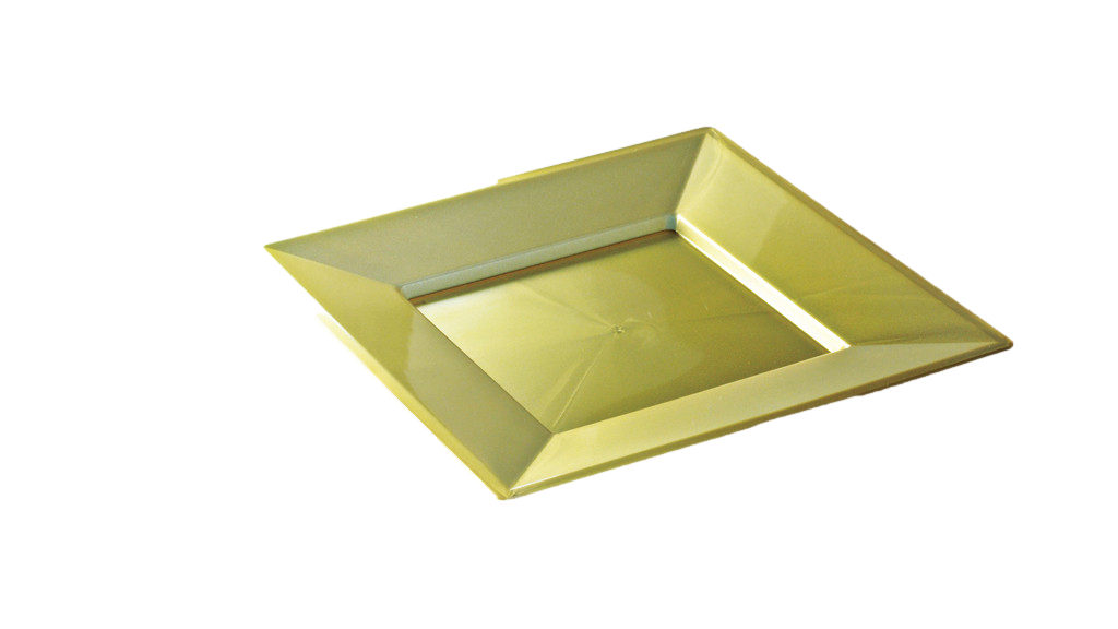 Assiette mariage carrée 18 cm Or réutilisable recyclable 12P