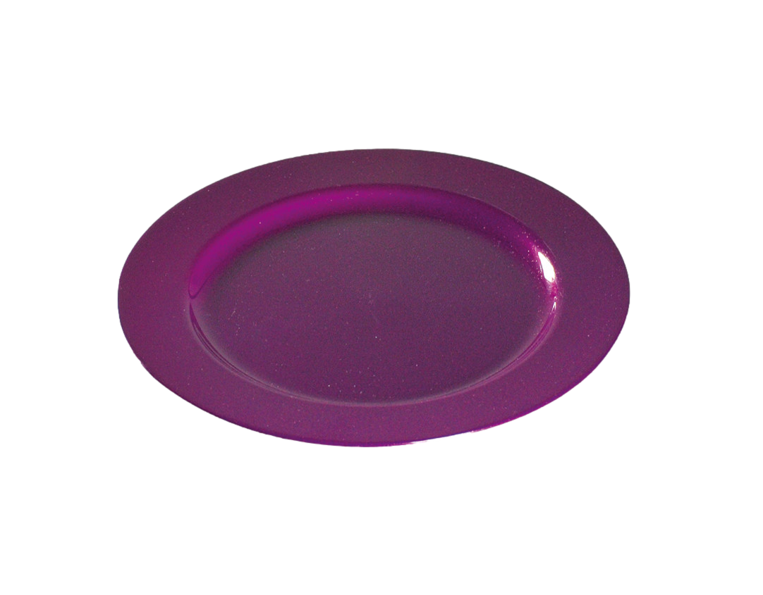 Assiette réutilisable ronde 24 cm pourpre pailletée par 12
