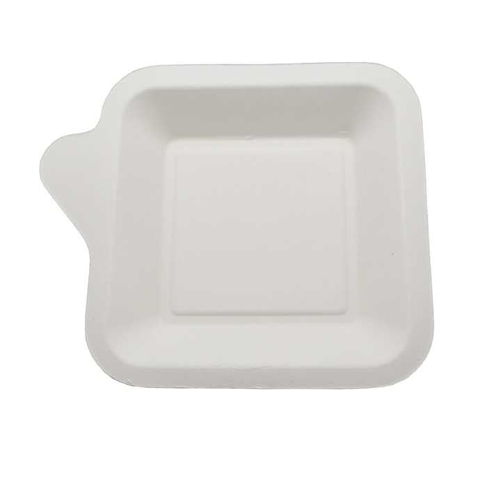 Mini Assiettes Pulpe Blanche Carrées 11x13cm - Lot de 50 Assiettes Biodégradables