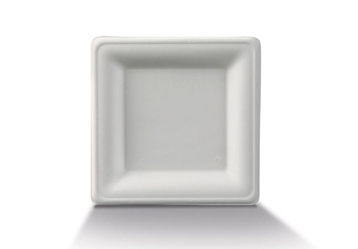 Assiette biodégradable carrée 16 cm en fibre par 50