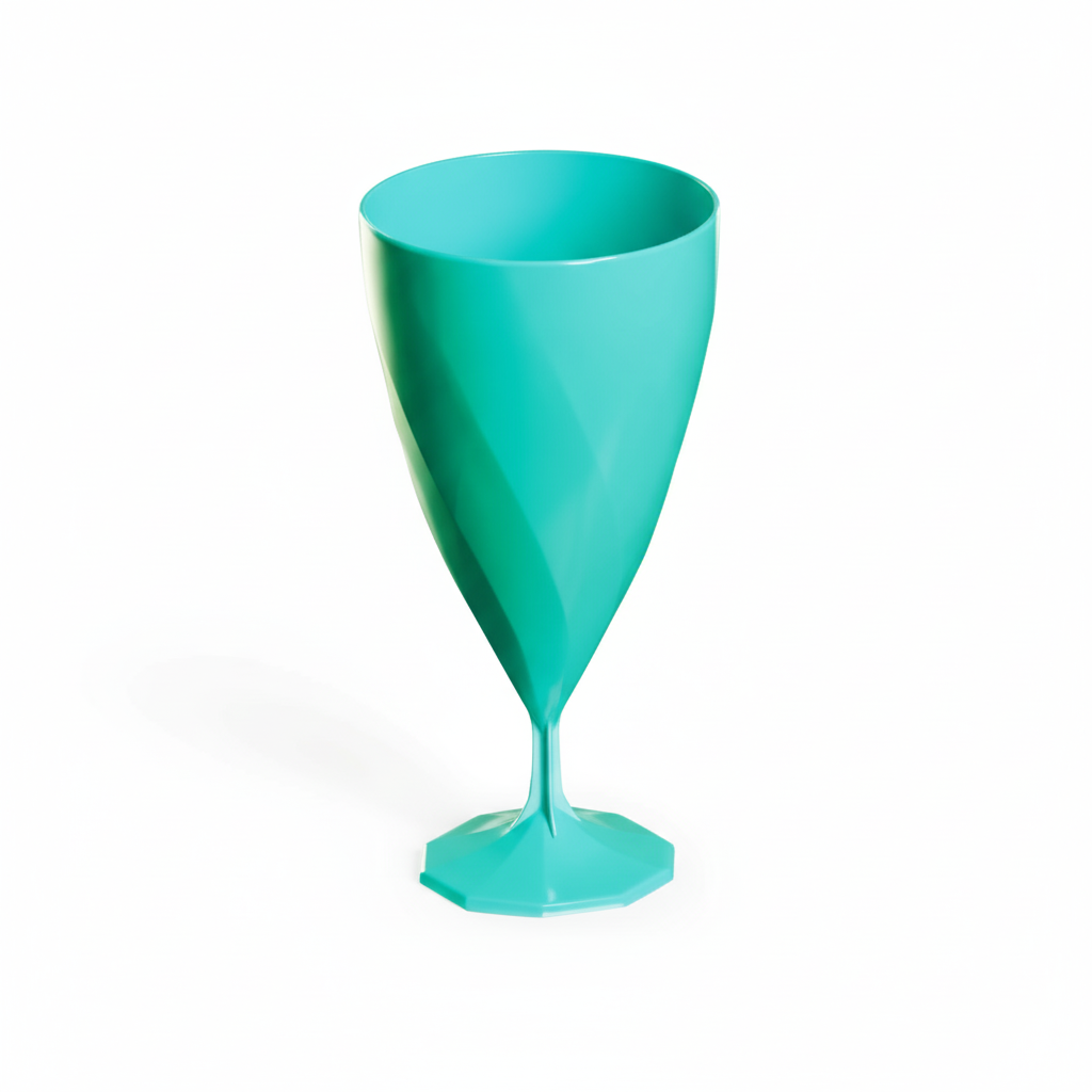Verre à vin effet torsadé turquoise plastique rigide réutilisable lot de 6 pour réceptions événements