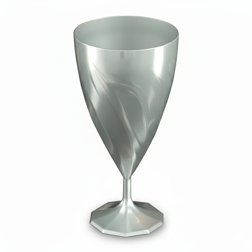 Verre à eau torsadé argent 20 cl réutilisable – lot de 6, vaisselle chic pour réception, mariage et fêtes