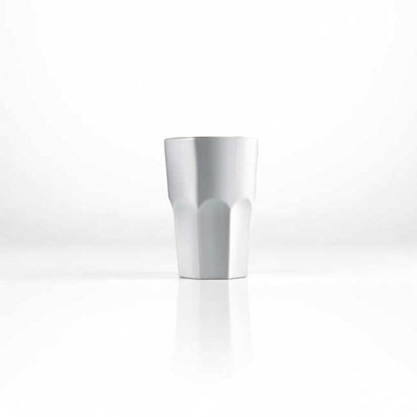 Verre Granity blanc incassable, réutilisable, 425cc en SAN, lot de 5, idéal événements.