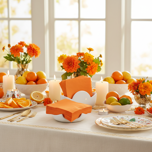 Serviette clémentine orange - buffet festif