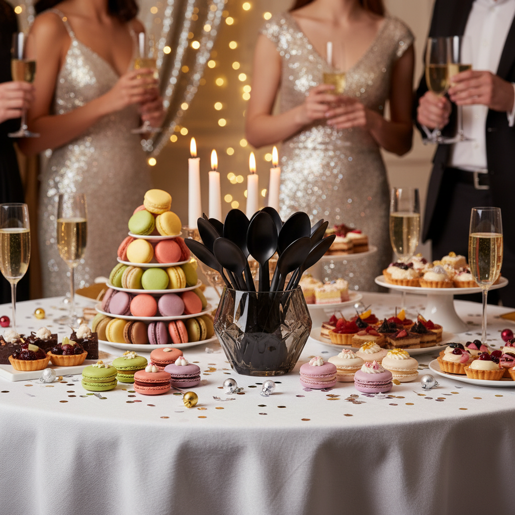 Grande cuillère noire LUX Starck buffet festif