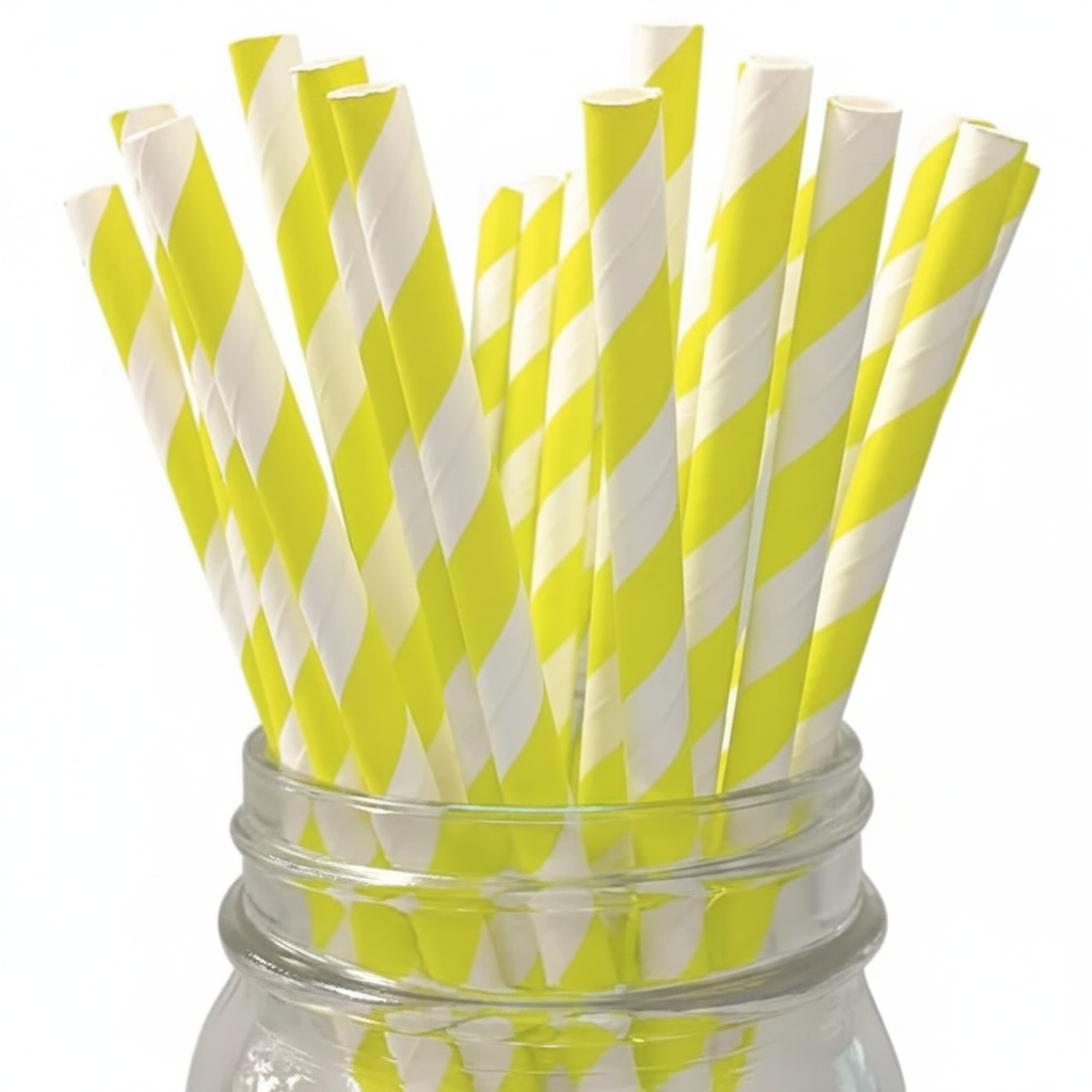 Pailles jaune et blanc photo studio fond blanc