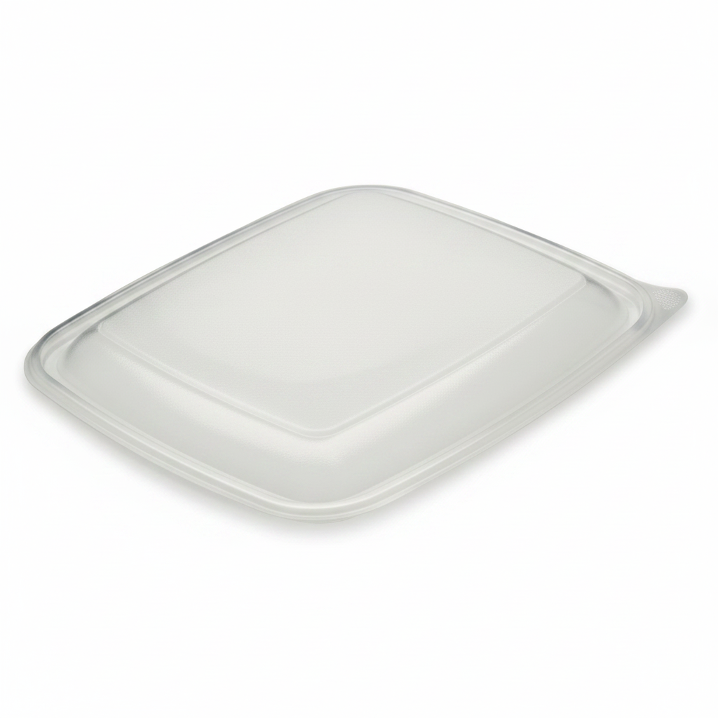 Couvercle PP translucide boîte rectangulaire studio fond blanc packshot