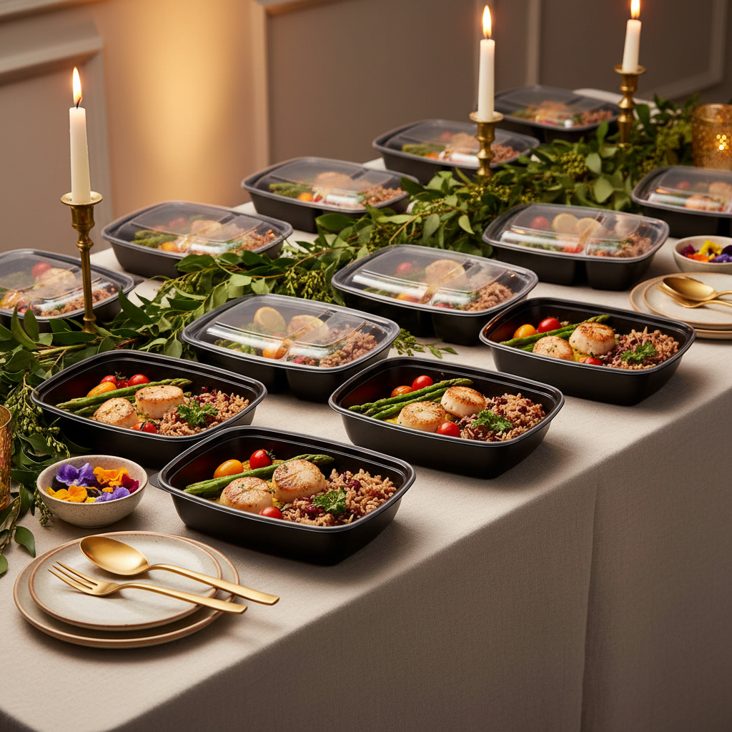 Boîtes noires 2 compartiments buffet traiteur événementiel