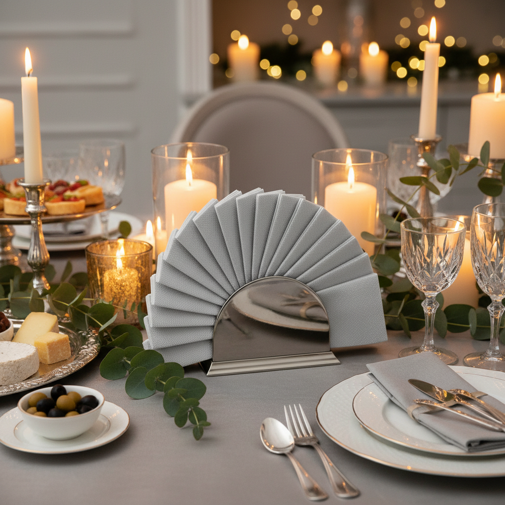 Serviette grise biodégradable - buffet festif