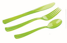 Ménagère 18 couverts réutilisables couleur vert anis