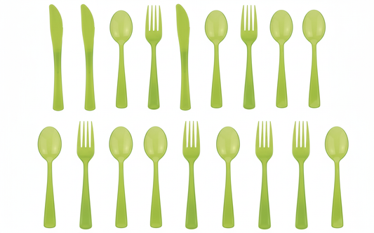 Ménagère 18 couverts réutilisables couleur Vert Anis