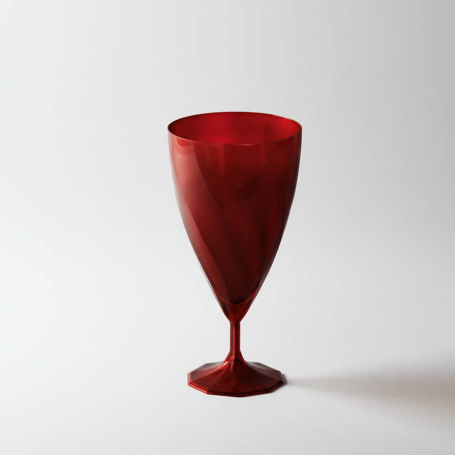 Verre à eau torsadé rouge carmin élégant et réutilisable, parfait pour vos fêtes et réceptions, fabrication française de qualité supérieure