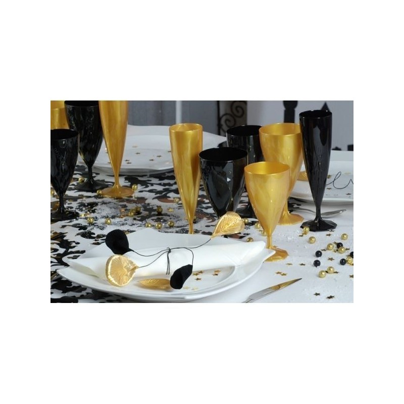 Flûtes à champagne en plastique à pois dorés de qualité supérieure (  Ensemble de 100 ) > Mariage Déco Belle Nuance