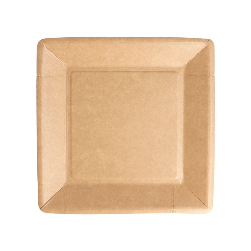 Assiette carton carrée en pulpe 20 x 15 cm, assiette jetable