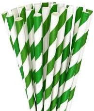 Paille biodégradable torsadée en papier vert et blanc par 250P