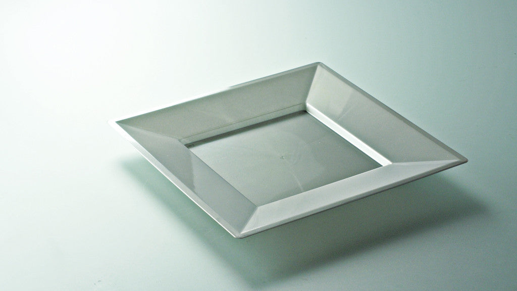 Assiette mariage réutilisable recyclable carrée argent 24 cm 12P