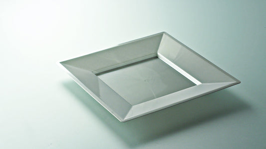Assiette mariage réutilisable recyclable carrée argent 24 cm 12P