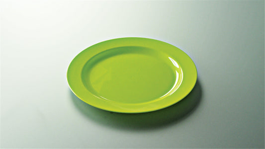Assiette en plastique réutilisable ronde 19 cm vert anis 12P