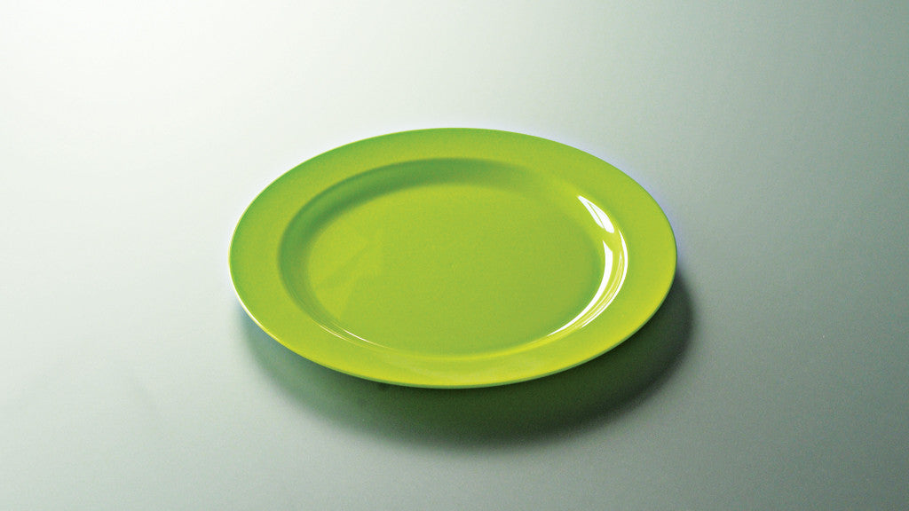 Assiette plastique réutilisable ronde 24 cm couleur anis par 12