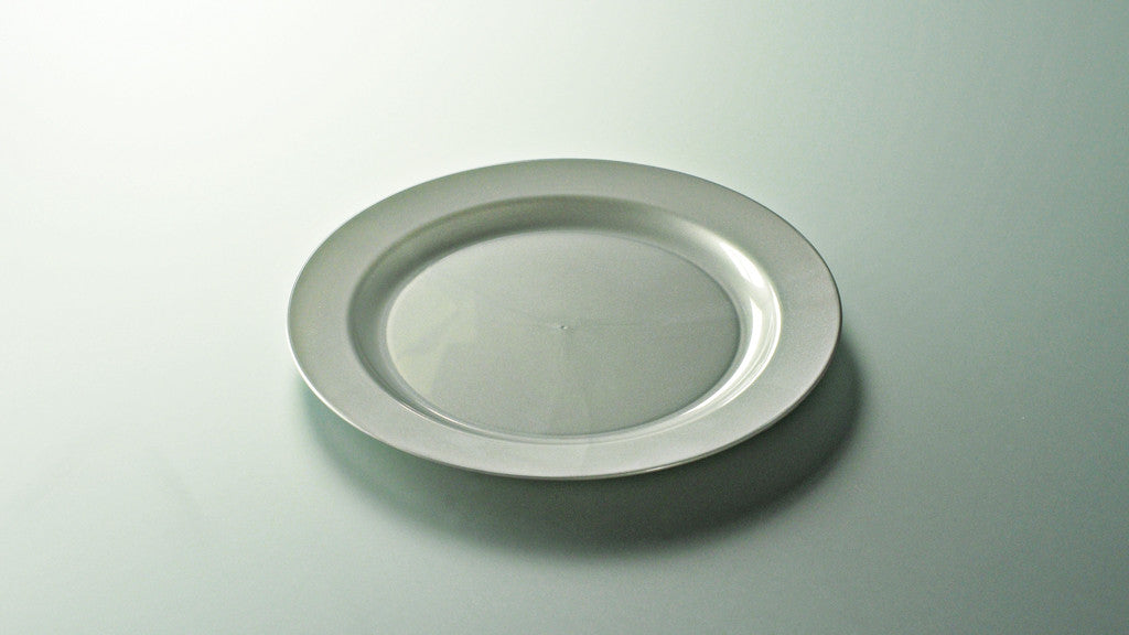 Assiette réutilisable mariage ronde 24 cm Argent  recyclable 12P