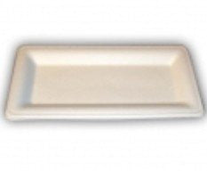 Assiette rectangulaire 20x15 cm en fibre de canne à sucre par 50