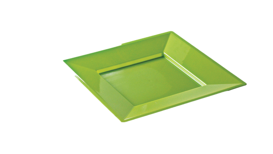 Assiette réutilisable carrée 18 cm recyclable vert anis 12P