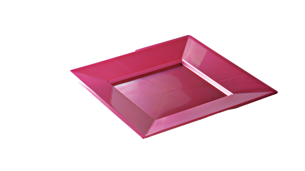 Assiette carrée 18 cm réutilisable rose MAGENTA 12P