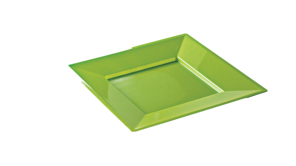 Assiette recyclable carrée 24 cm réutilisable anis 12P