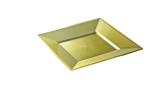 Assiette mariage carrée Or nacré 24 cm par 12