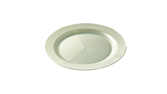 Assiette mariage ronde 24 cm blanc nacré réutilisable par 12
