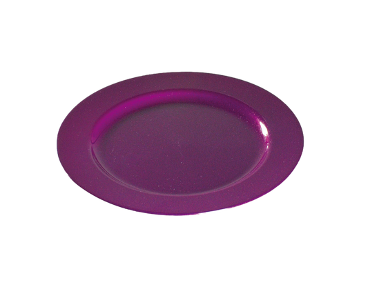 Assiette réutilisable ronde 24 cm pourpre pailletée par 12