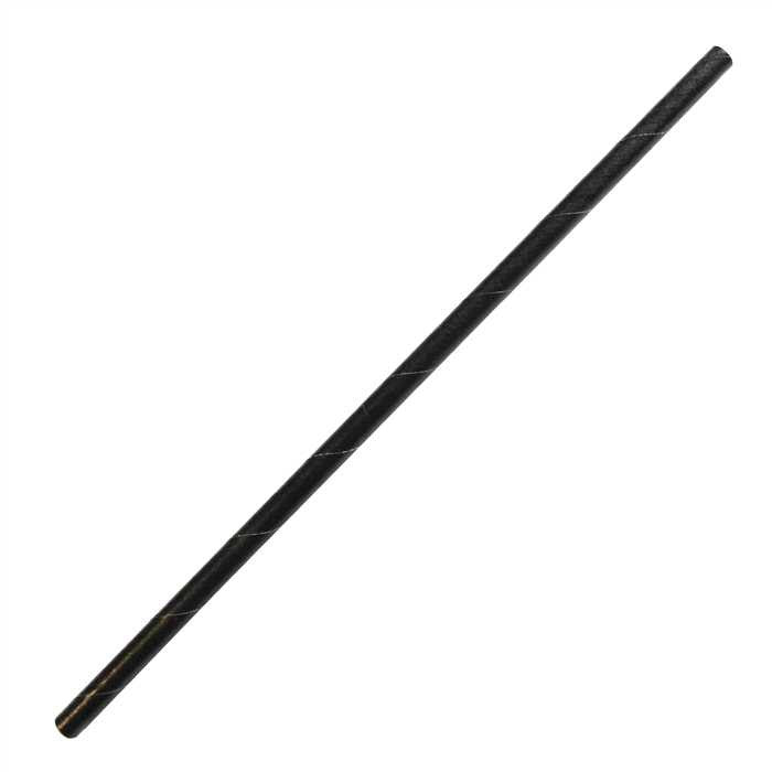 PAILLES | Paille en papier de couleur noire 200x6mm par 100
