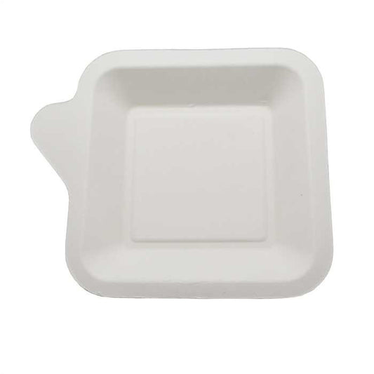 Mini Assiettes Pulpe Blanche Carrées 11x13cm - Lot de 50 Assiettes Biodégradables