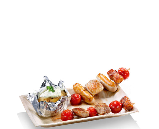Assiette cuadra rectangulaire en palmier par 25
