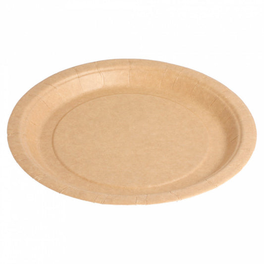 Assiette carton bio-laquée ronde 22 cm naturel par 20