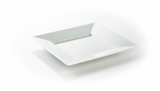 Assiette mariage carrée blanc nacré 24 cm par 12 réutilisable