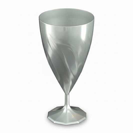 Verre à eau torsadé argent 20 cl réutilisable – lot de 6, vaisselle chic pour réception, mariage et fêtes