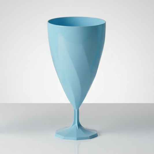 Verre à vin réutilisable 20 cl effet torsadé bleu ciel - Adiserve