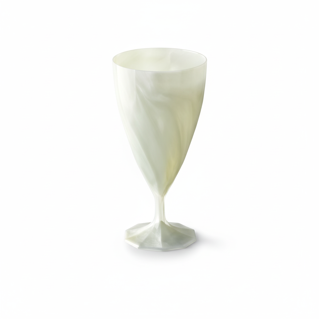 Verre à eau torsadé blanc nacré 20 cl réutilisable – lot de 6, vaisselle chic pour réception, mariage, baptême et fêtes​