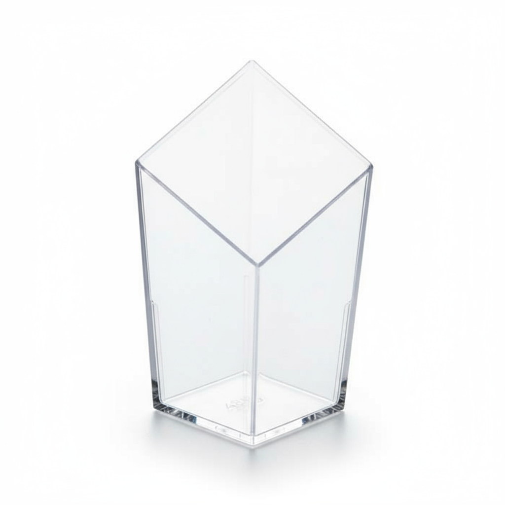 Verrine en plastique transparent forme losange 48 ml – présentation studio, qualité professionnelle, apéritif, buffet.