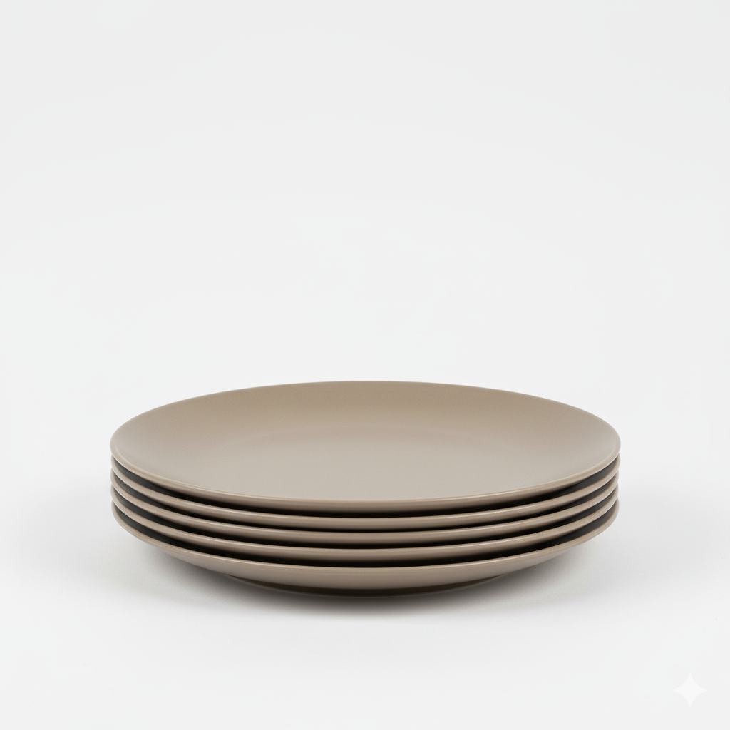 6 Assiettes incassables rondes 27.4 cm couleur taupe