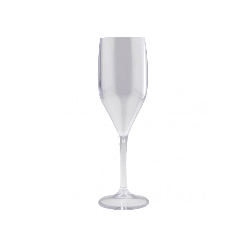 Flûte à champagne incassable transparente, remplie de champagne pétillant