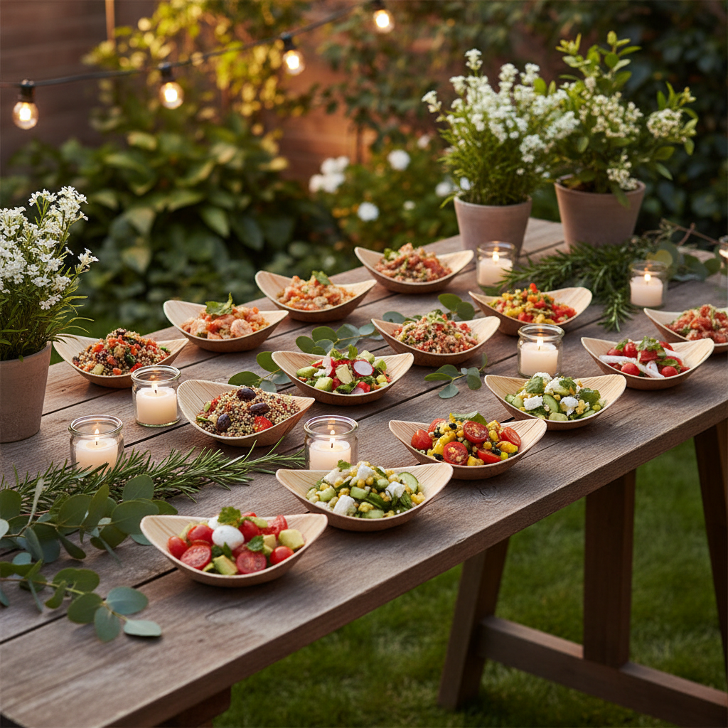 Garden party eco-chic barquettes palmier