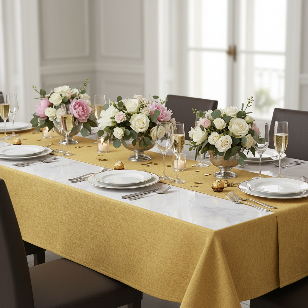 Nappe or table marbre dîner festif