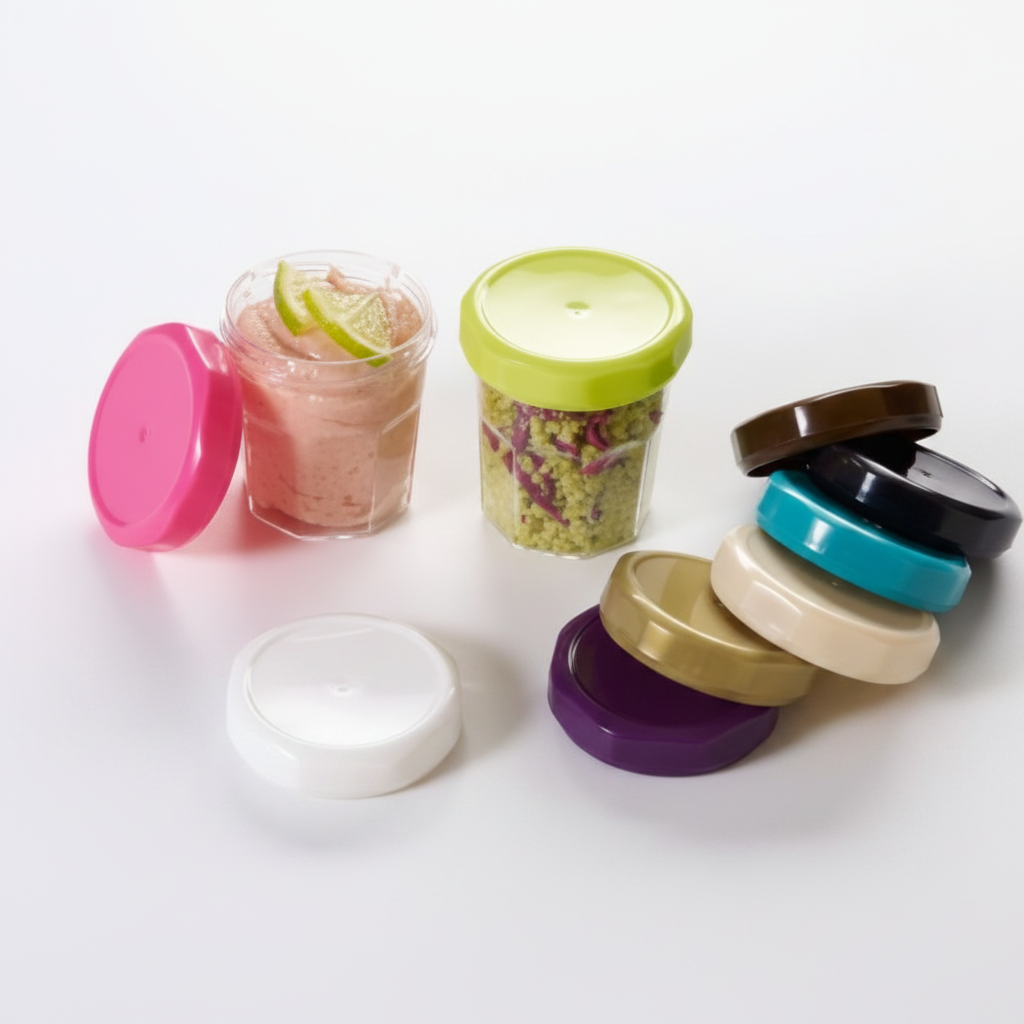 Mini pots couvercles 5 coloris studio fond blanc packshot