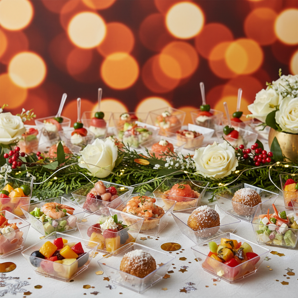 Verrines carrées cristal buffet festif élégant