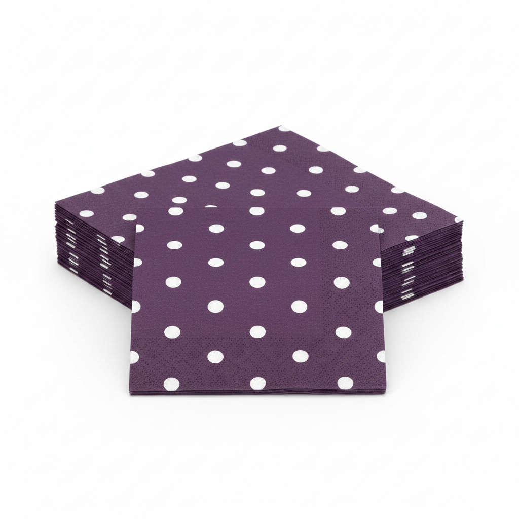 Serviette cocktail prune - photo studio fond blanc